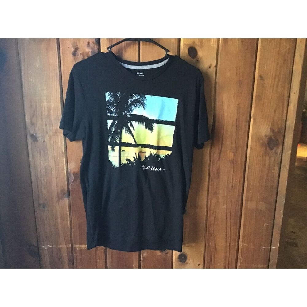 Old Navy Womens Size S Chill Vibes Palm Tree Graphic Tee T-Shirt Beach Tropics